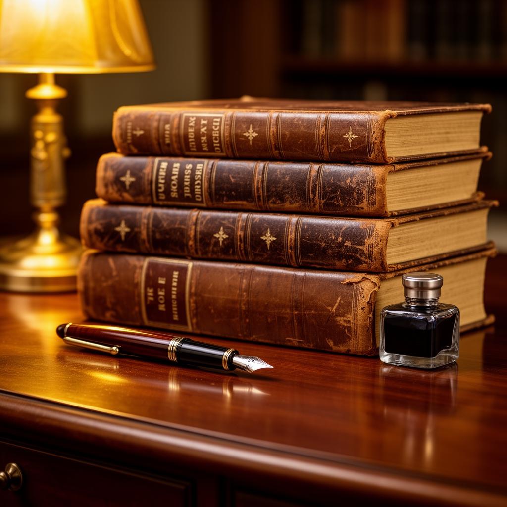 Leather-bound classical books