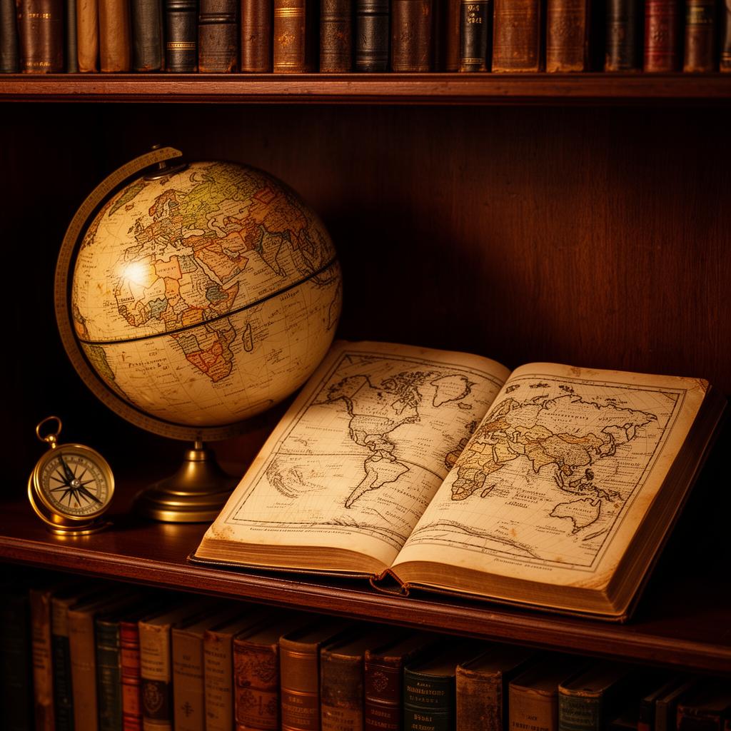 Vintage globe and atlas